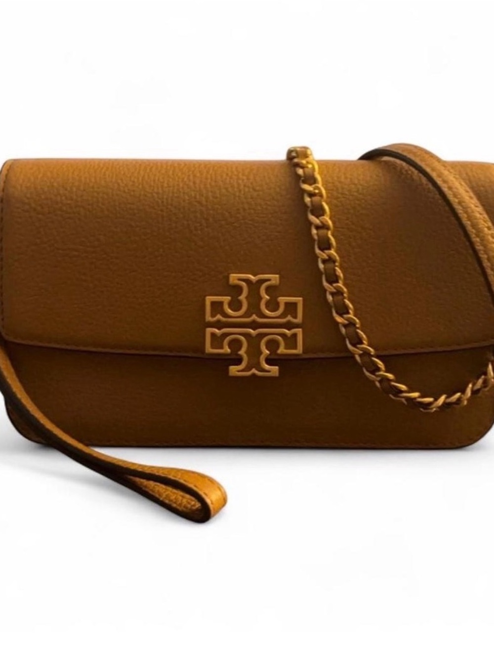 Tory Burch Saddle Crossbody Bag in Brown with Gold Hardware
